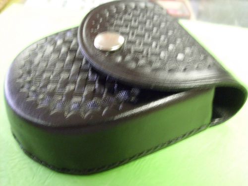 HANDCUFF CASE FOR S&amp;W MODEL 1 LARGE CUFFS BASKETWEAVE SILVER SNAP