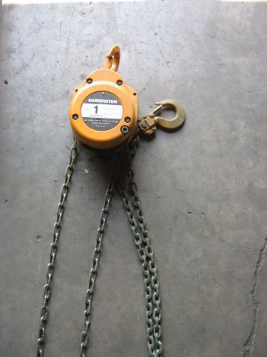 Harrington hand chain 1t hoist cf010-15 w 15&#039; height of lift 5&#039; pull chain for sale