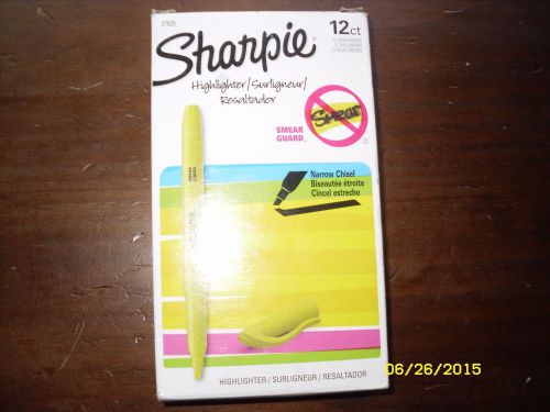 SHARPIE HIGHLIGHTERS 27025 BOX OF 12 SMEARGUARD YELLOW, Free USA Shipping