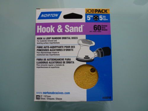 Norton 5&#034;  HOLE &amp; SAND 60 Grit 5 Hole Sanding Discs -FREE SHIPPING