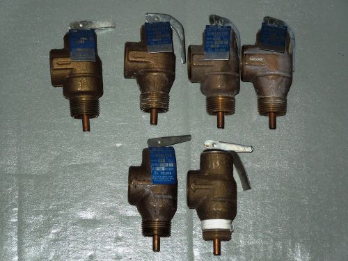 Lot of six (6)  3/4&#034; watts #114l-m4 water heater relief valve for sale