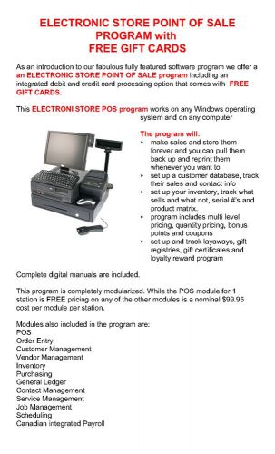 TRACK SALES, CUSTOMERS &amp; INVENTORY with ELECTRONIC STORE POS SOFTWARE !