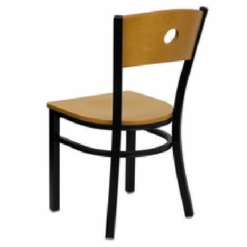 USED  METAL DESIGNER CAFE RESTAURANT CHAIRS W/ WOOD SEAT