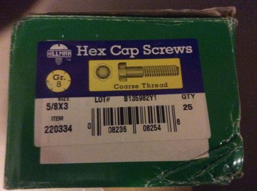 HEX CAP SCREW 5/8 -11 X 3&#034; GR. 8 ,YELLOW ZINC , 25 BOLTS.