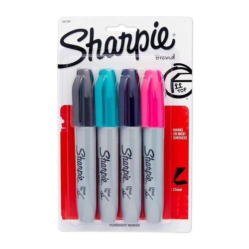 Sharpie Permanent Markers, Broad 4-Pack Assorted Colors (1927324)
