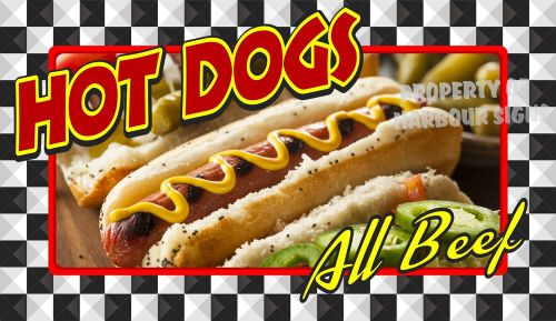 Hot Dogs All Beef Decal 14&#034; Concession Food Truck Restaurant Vinyl Menu