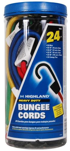 24 Pieces Highland Bungee Cord Assortment Jar. Different Sizes Pack Hook Car NEW