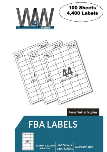 Amazon FBA Labels 44 up 48.5mm x 25.4mm on A4 size Paper Self Adhesive (100 Shee