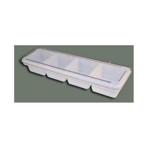 Winco plastic white 4 compartment bar caddy, 18 x 5 x 3 inch for sale