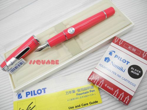 Pilot Prera Fine Nib Fountain Pen Pink plus 6 Black Ink Cartridges FPR-3SR