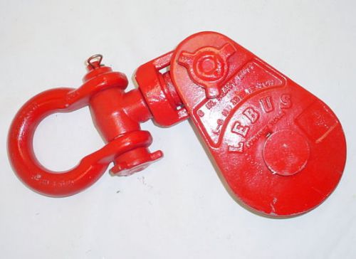 (1) lebus 12 ton l-6 6&#034; sheave heavy duty snatch block rigging w/ shackle for sale