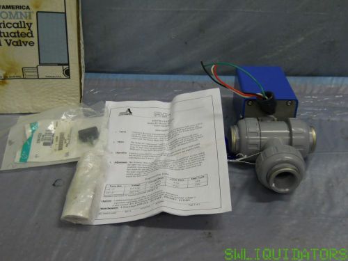 New, asahi america 1&#034; pvc solenoid valve 115vac , 3-way ball valve for sale