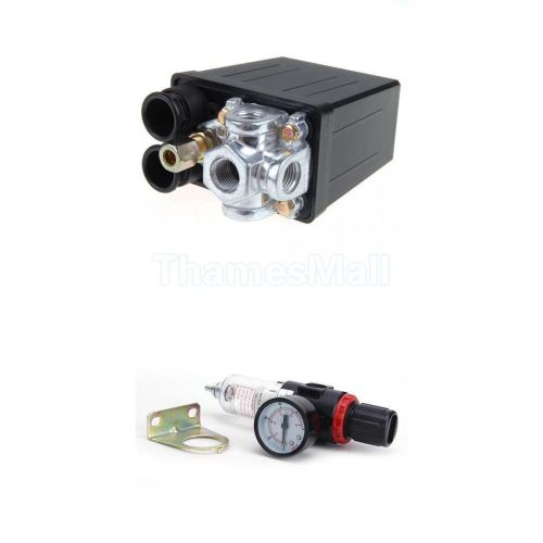 Air Pressure Switch Control Valve 175PSI + Air Filter Regulator Compressor 1 MPa