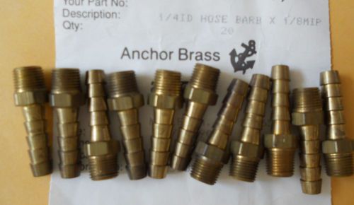 (2) new brass 1/4&#034; hose barb x 1/8&#034; male  brass hose fitting,made in usa for sale