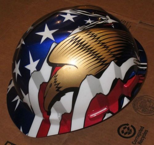 MSA V-Guard Hard Hat Helmet Medium Stars &amp; Stripes Eagle American Flag Pride
