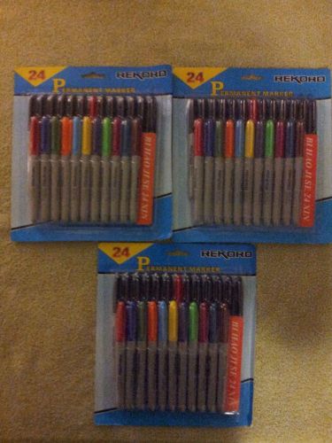 Lot of Three Packs 24 Fine Point Permanent Markers - 72 Markers Total