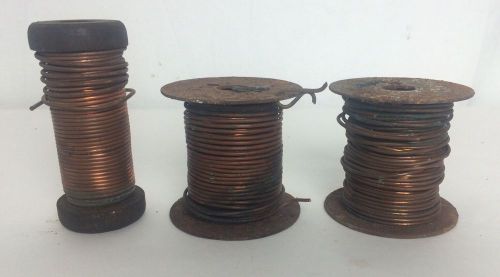 Lot Of 3 Spools Vintage Copper Wire Uninsulated Electronics Automotive ~3lbs