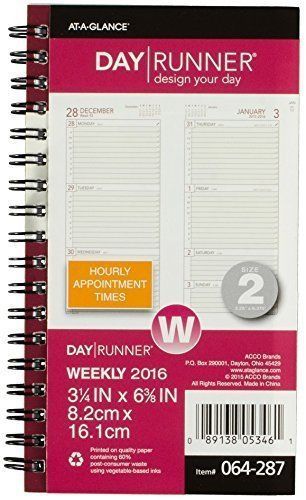 2016 Day Runner 064-287 2016 Calendar Weekly Planner Refill 3-3/4 x 6-3/8