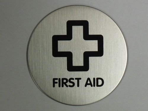PICTO Durable signage brushed s/steel stick on sign 4922 ?83mm FIRST AID