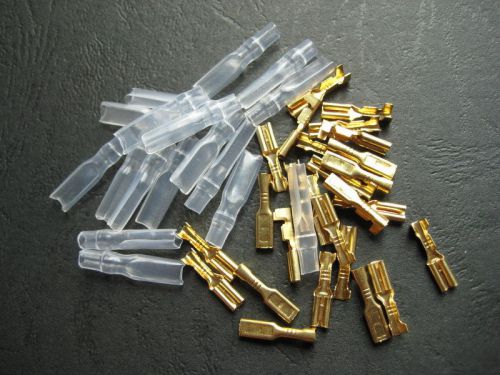 100x 2.8mm crimp terminal female spade connector blade w/plastic case gold color for sale