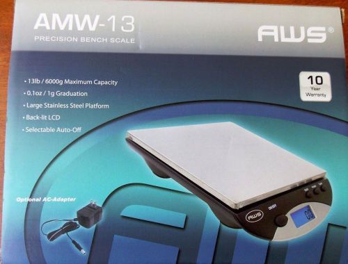 Aws amw-13 digital precision bench scale battery operated black steel new in box for sale