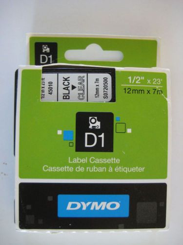 DYMO 45013 D1 Labeling Tape,  1/2 &#034; x 23&#039;, Black Print on White Tape Easy Peel