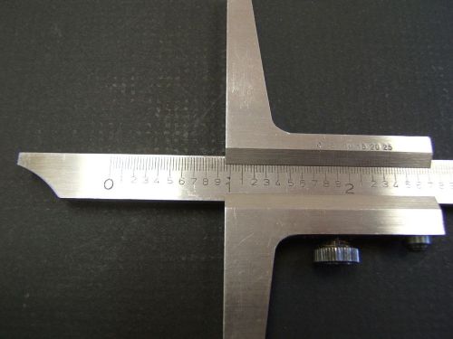 Vintage 10 inch &#034;ash &amp; co&#034; vernier depth caliper made in germany in leather case for sale