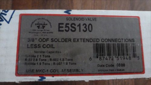 Sporlan Solenoid Valve, E5S130, 3/8&#034; Solder Extended Connections *New Old Stock*