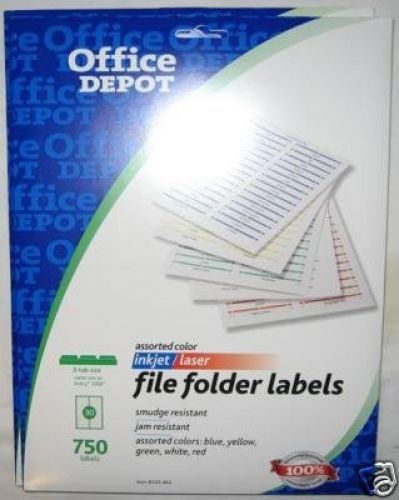 Assorted Colors File Folder Label for Inkjet/laser, 750 Labels -- Same Size As