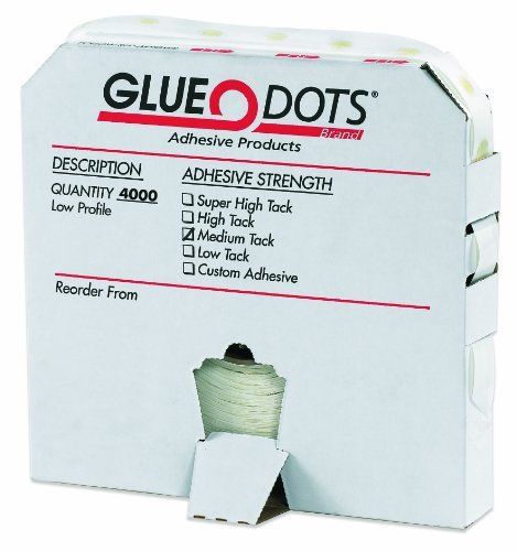 Glue Dot GD110 Low Profile Medium Tack Glue Dot  1/4&#034; Diameter x 1/64&#034; Thick (Ca