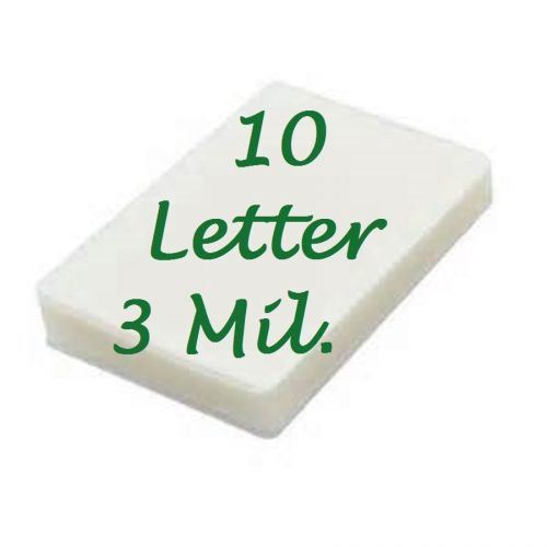 10- Letter Size Laminating Laminator Pouches Sheets  9 x 11-1/2..   3 Mil