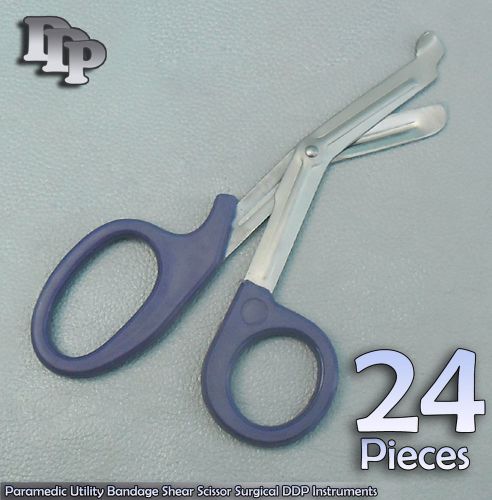 24 Paramedic Utility Bandage Shear Scissor 7.25&#034; Blue Handle Surgical Instrument
