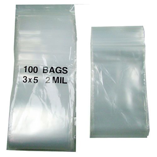 100 - 3x5 CLEAR ZIPLOCK BAGS 2MIL A+ ZIP LOCK BAG