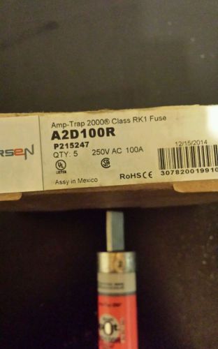 New in box lot (5) mersen a2d100r fuse, rk1, a2d-r, 100a, 250vac/250vdc new for sale