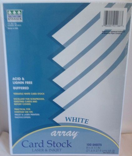 Array Card Stock Laser &amp; Inkjet Paper, Acid &amp; Lignin Free, 100 sheets White NEW