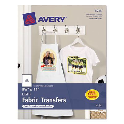 Light fabric transfers for inkjet printers, 8 1/2 x 11, white, 18/pack for sale