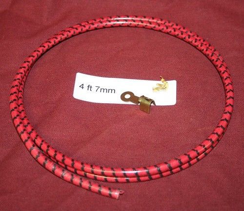 4 ft 7mm Red Plug Wire Ring End Hit &amp; Miss Gas Engine
