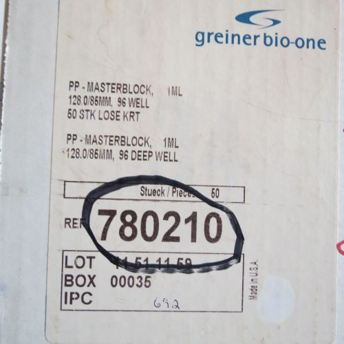 Case/50 Greiner Bio-One 96 Well MasterBlocks 1mL # 780210