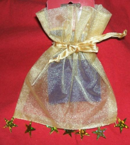 Sheer Gold Draw String Stars Gift Bag 1378