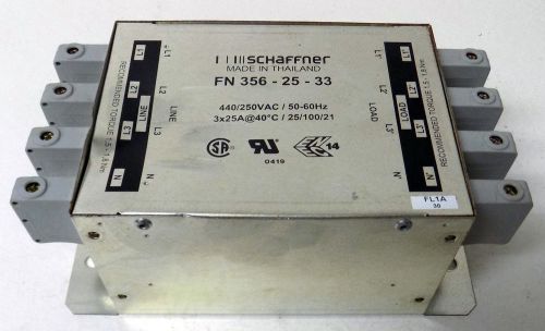 Schaffner fn-356-25-33 440/250vac emi line noise filter for sale
