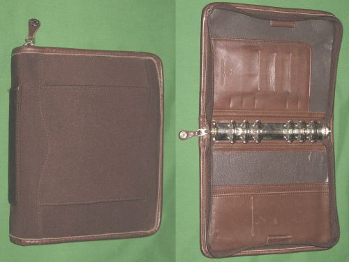 Compact ~ 1.25&#034; ~ brown nappa leather &amp; microfiber franklin covey planner binder for sale