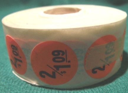 2/$1.09 Retail Store Price Stickers Roll Tags Yard Sale Estate Sales