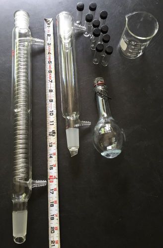 Lab glass chemist lot 14pieces vintage boiling flask storage for sale