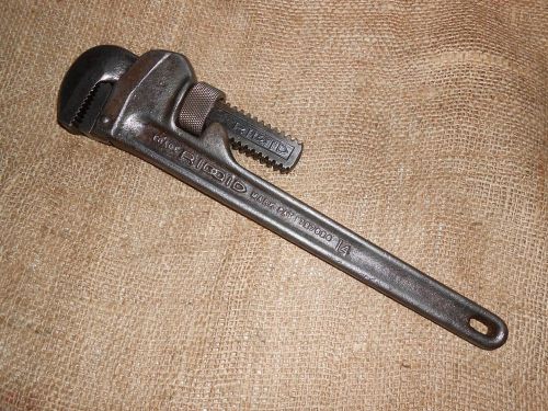 Vintage ridgid 14&#034; heavy duty pipe wrench, cast iron handle, usa, 1929 patent for sale