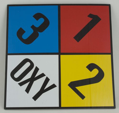 3 2 1 Blue Red Yellow White OXY Safety Sign 15&#034; Diamond Corrugated Plastic (CB9)