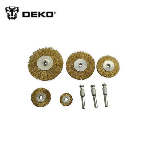 Deko 8pcs flat mini brass wire wheel polishing brush f/dremel drill rotary tool for sale