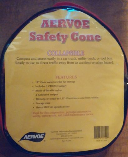 Aervoe 18&#034; collapsible safety security traffic cone w/blinking or stead-on light for sale