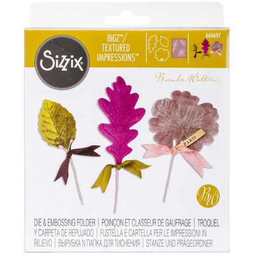 Sizzix bigz die w/bonus textured impressions -millinery leaves by brenda walton for sale