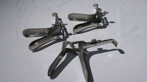 Lot of 3 Vaginal Examination Medical Surgical OB/GYN Stainless Steel Speculum