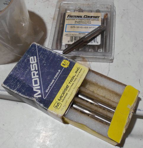 5/16-18 HAND TAPS, LOT OF 9 PER BID MORSE &amp; FASTENAL SPIRAL POINT  &amp; SET